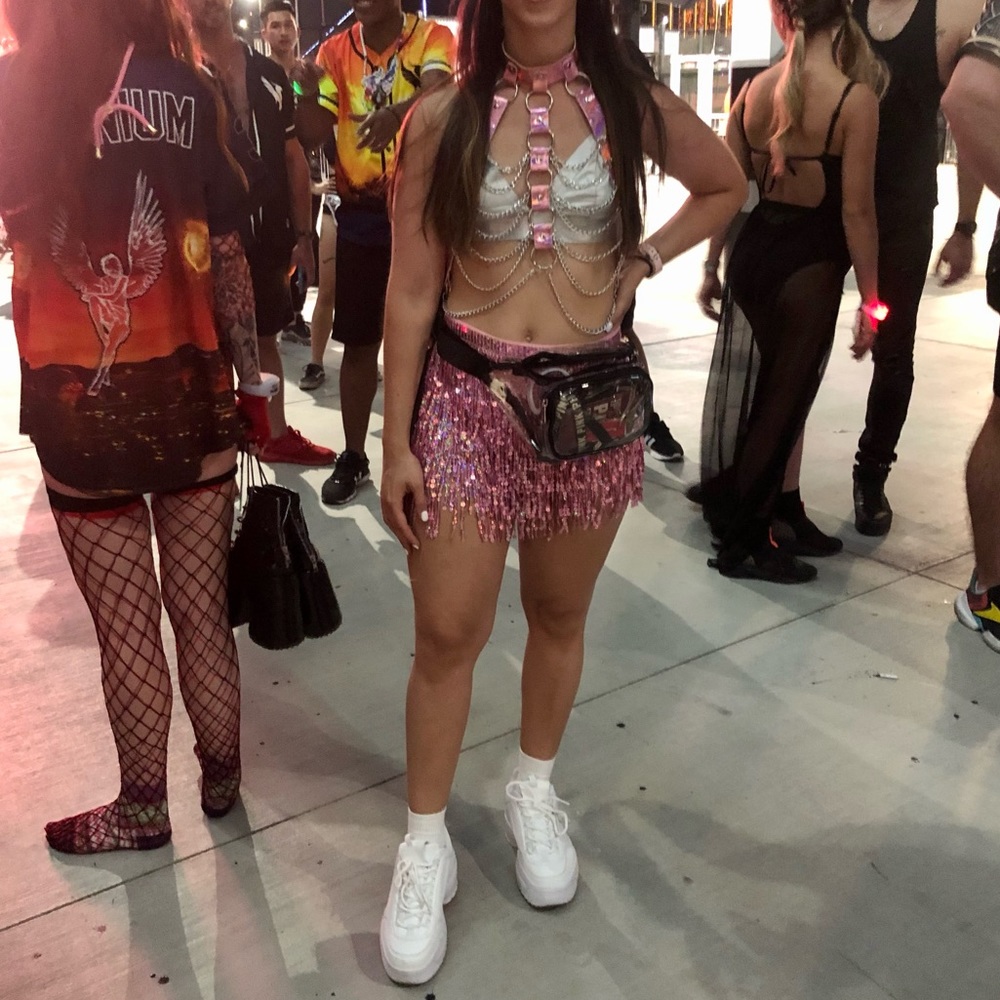 Rave EDM Concert Skirt Outfit